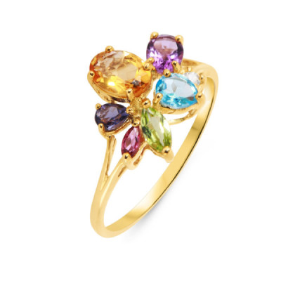 Ring Flower Yellow Gold 375 and gemstones