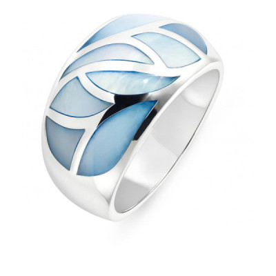 Ring Bangle Silver Inlaid Mother-of-Pearl Blue