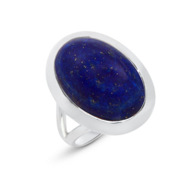 Ring Silver 925 Lapis Lazuli Cabochon Oval 18x12mm