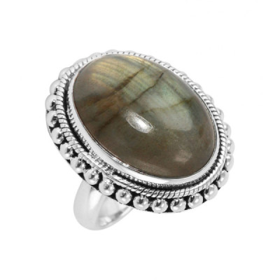 Ring Silver 925 Labradorite Cabochon Oval 20x15mm