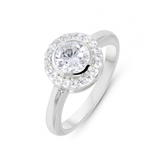 Ring Solitaire Silver 925 rhodium-plated and Zirconia