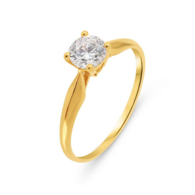 Ring Solitaire Yellow Gold 375 and Zirconia