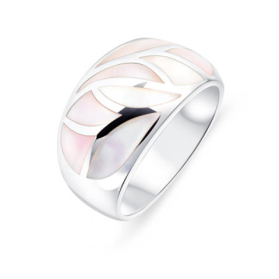 Ring Bangle Silver Inlaid Mother-of-Pearl White