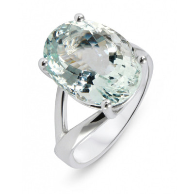 Ring White Gold 750 Aquamarine ovale 16x12mm