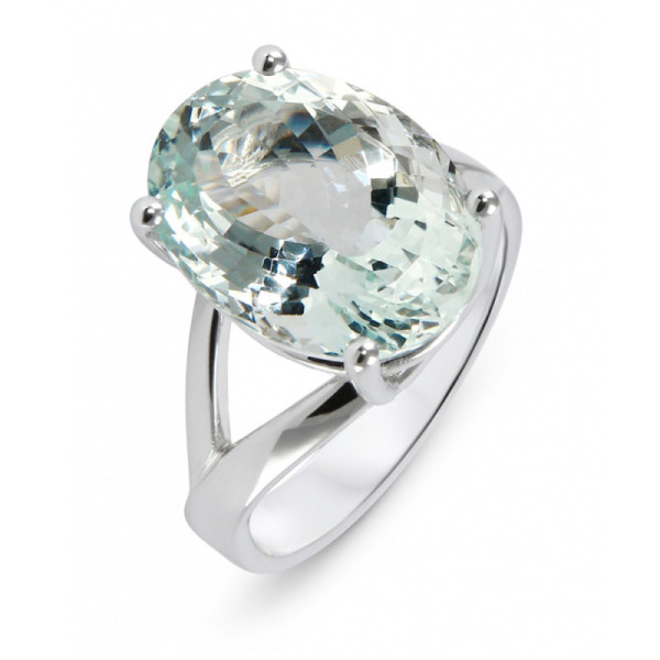 Ring White Gold 750 Aquamarine ovale 16x12mm