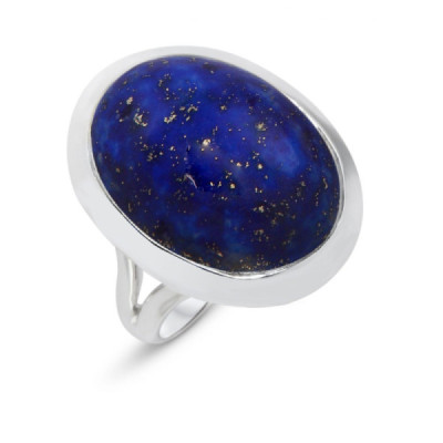 Ring Silver 925 Lapis Lazuli Cabochon Oval 20x15mm