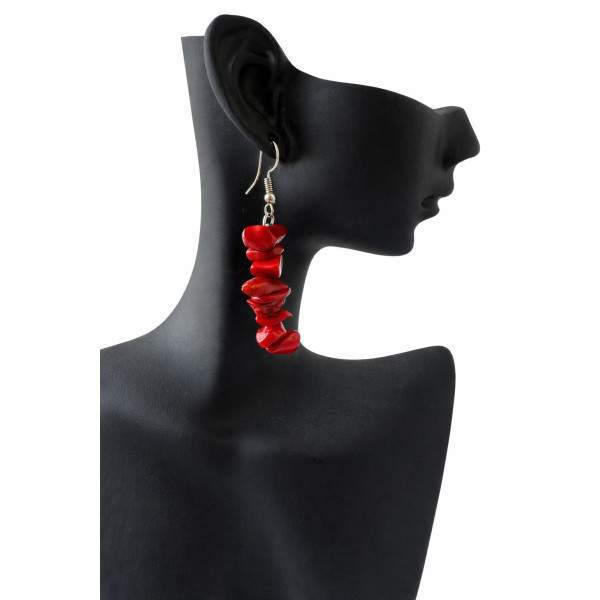 Boucles d'Oreilles Goutte Corail Rouge