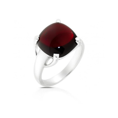 Ring Silver Garnet Cushion 12mm