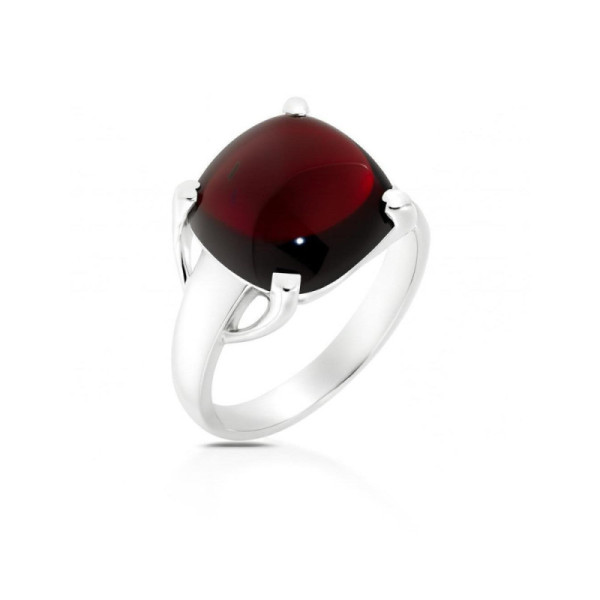 Ring Silver Garnet Cushion 12mm