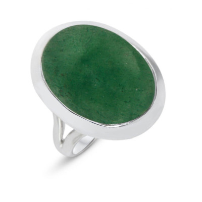 Ring Silver 925 Aventurine Cabochon Oval 20x15mm