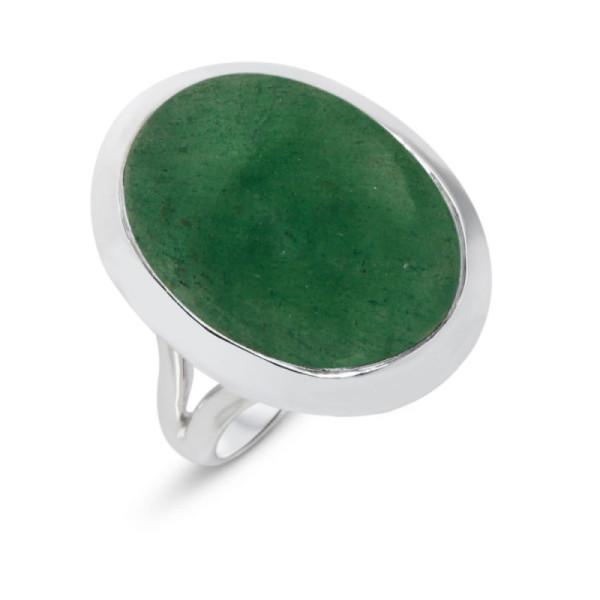 Ring Silver 925 Aventurine Cabochon Oval 20x15mm