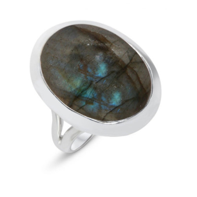 Ring Silver 925 Labradorite Cabochon Oval 20x15mm