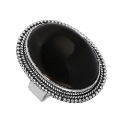Ring Silver 925 Onyx Cabochon Oval 25x18mm