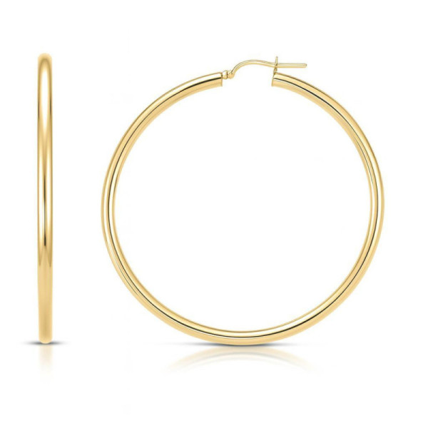Earrings Hoop 3mm x 55mm Yellow Gold 375