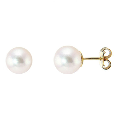 Earrings Yellow Gold 750 Perles Akoya culture 7.5mm