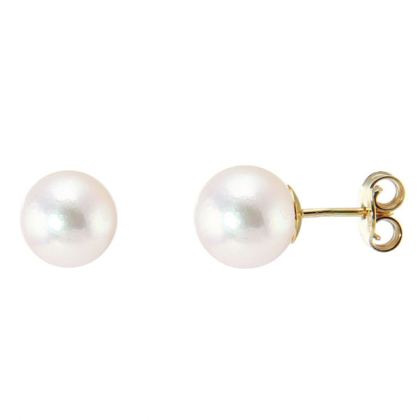Earrings Yellow Gold 750 Perles Akoya culture 7.5mm