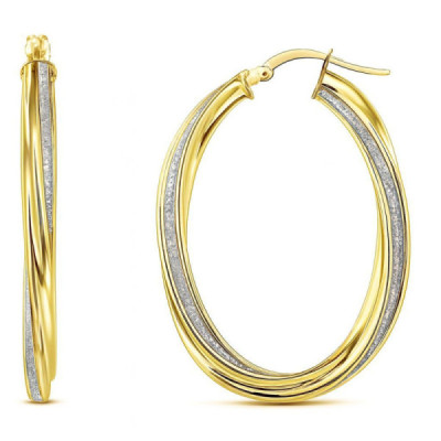 Earrings Hoop torsadees 3.6mm x 40mm 2 golds 375