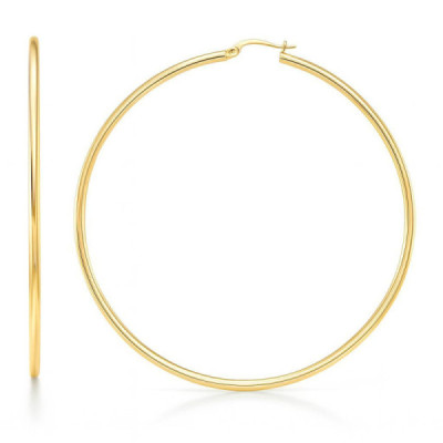 Earrings Hoop 2mm x 65mm Yellow Gold 375