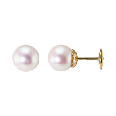 Earrings Yellow Gold 750 Perles culture Akoya 8-8.5mm