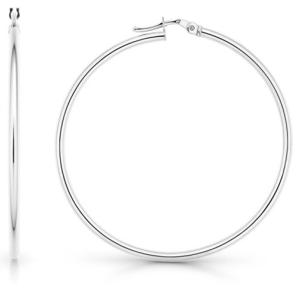Earrings Hoop 2mm x 50mm White Gold 750