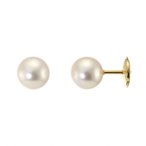 Earrings Yellow Gold 750 Perles culture Akoya 7.5mm