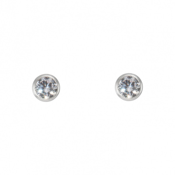Earrings Silver Zirconia Ronds 5mm Set Clos