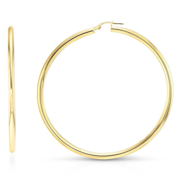 Earrings Hoop 3mm x 65mm Yellow Gold 375