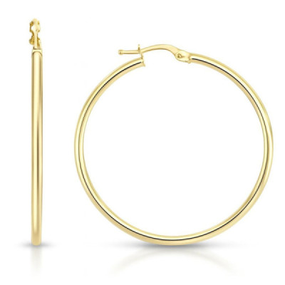 Earrings Hoop 2mm x 40mm Yellow Gold 750