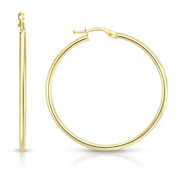 Earrings Hoop 2mm x 40mm Yellow Gold 750