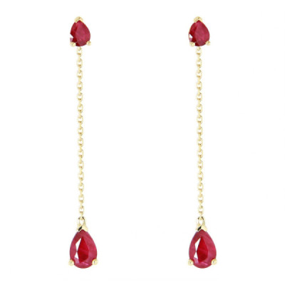 Earrings Drop Yellow Gold 750 Ruby taille poire