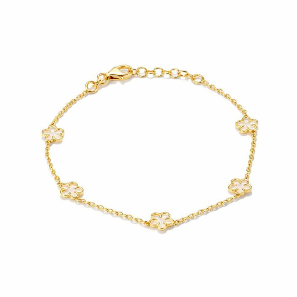 Bracelet Silver 925 gold-plated Flower mother-of-pearl