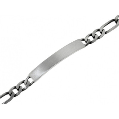 ID Bracelet Men in Silver Aged and Brushed 7mm x 21cm