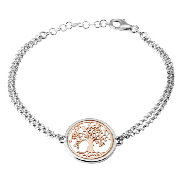 Bracelet silver rhodium-plated arbre vie and mother-of-pearl