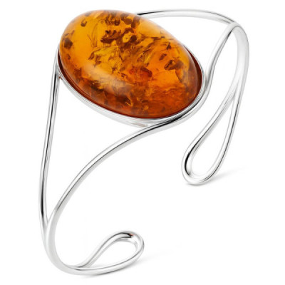 Bracelet Bangle Silver 925 and Ambre Oval