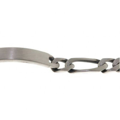 ID Bracelet Men Silver Aged Maille Figaro 8mm - 21cm