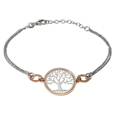 Bracelet silver rhodium-plated arbre vie 2 tons