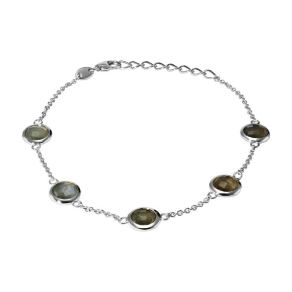 Bracelet Silver 925 Rhodium-Plated Labradorite Round