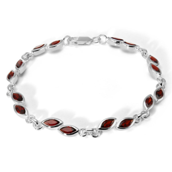 Bracelet Silver 925 Garnet Navette 6x3mm