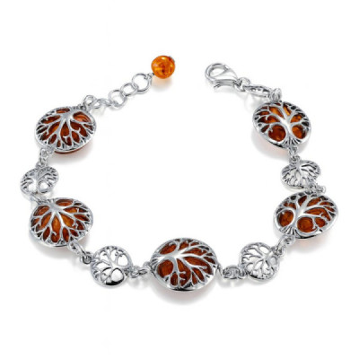 Bracelet silver and ambre arbre vie