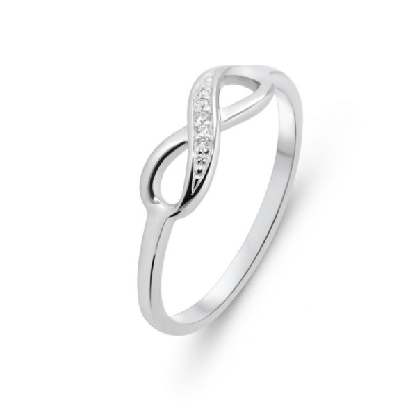 Ring Silver Rhodium-Plated Infinity Sign and Zirconia