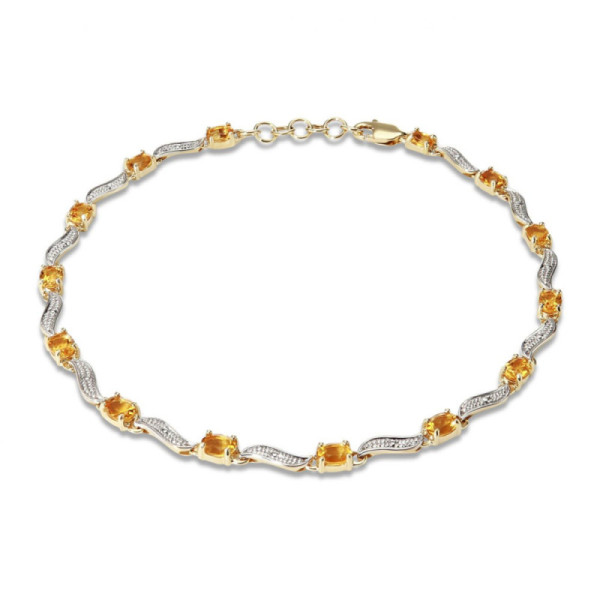 Bracelet in Yellow Gold 375 2 tons and Citrine