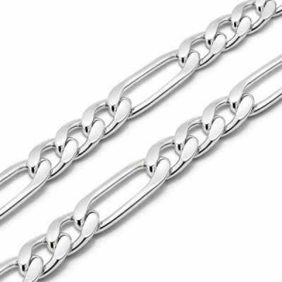 Chaine Silver Men maille Figaro - 5.2mm - 55cm