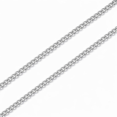 Chaine White Gold 375 maille gourmette 1.4mm - 50cm