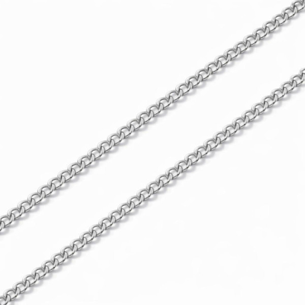 Chaine White Gold 375 maille gourmette 1.4mm - 50cm