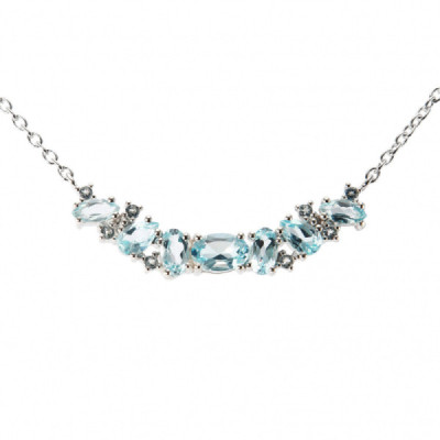 Necklace Silver 925 Rhodium-Plated Topaz blue treated