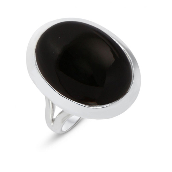 Ring Silver 925 Onyx Cabochon Oval 20x15mm