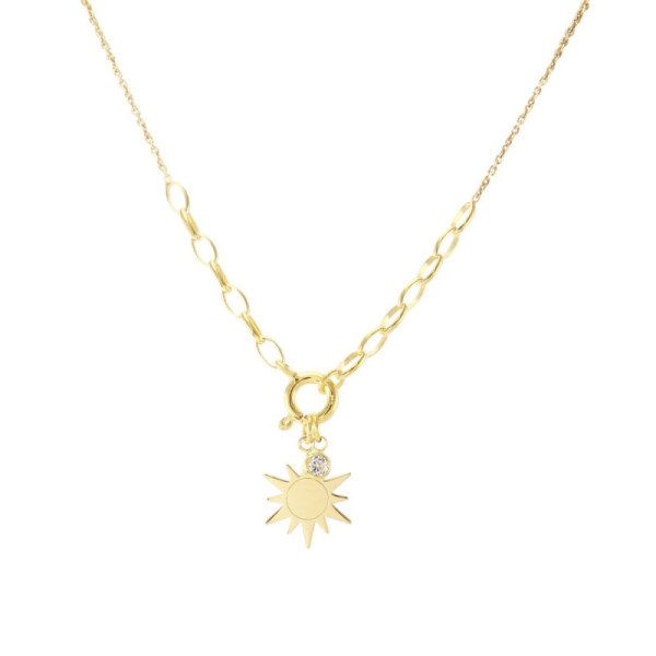 Necklace Silver Gold-Plated Sun and Zirconia