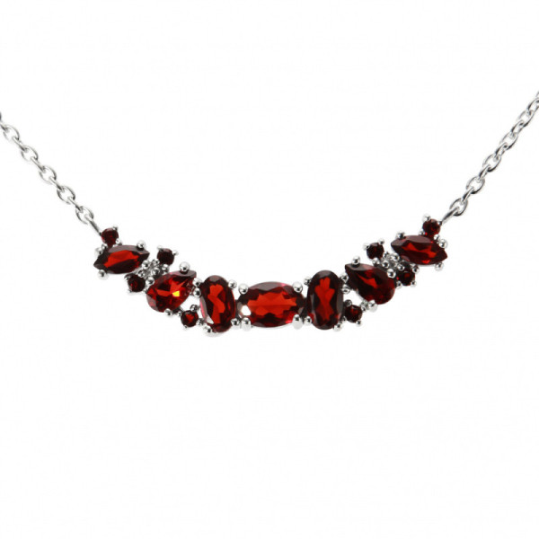 Necklace Silver 925 Rhodium-Plated Garnet