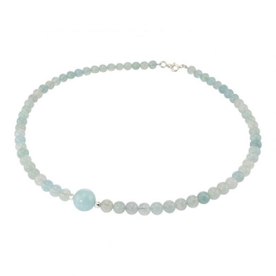 Necklace Aquamarine 6-10mm and Silver
