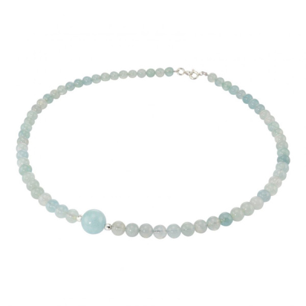 Necklace Aquamarine 6-10mm and Silver